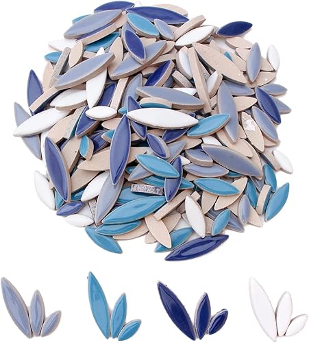 Youway Style Azulejos de mosaico de pétalos negros, piezas de mosaico en forma de flor de 7.05 oz para suministros de manualidades de mosaico,