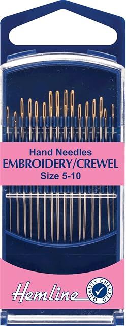 Hemline H280G.510 Gold Eye Embroidery/Crewel Hand Sewing Needles 16 Pk Size 5-10