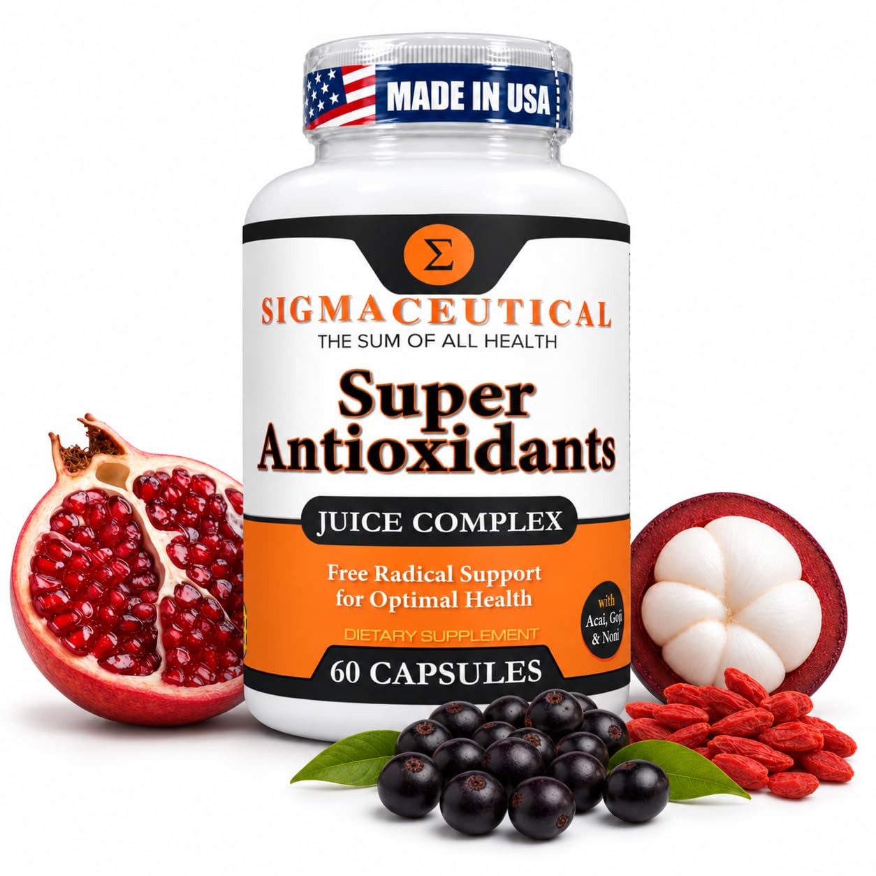 Super Antioxidant Capsules – 6 Superfruit Blend with Goji Berry, Acai, Resveratrol for Immune Support – Skin Health & Daily Wellness – 60 Count Made in USA