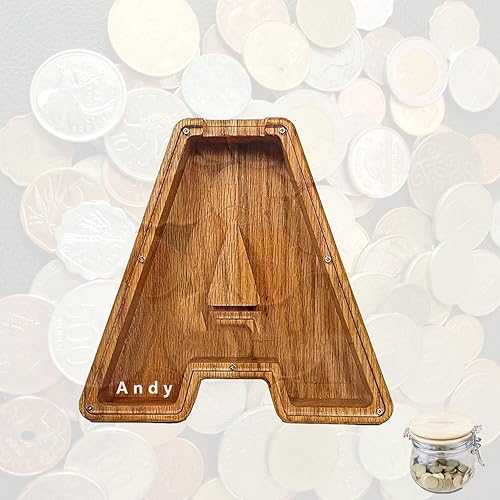 Miniatura 5 de Alcancía de madera grabada, alcancía con nombre del niño, caja de dinero de madera de 9 x 9 pulgadas, regalo para niños, regalo de cumpleaños de