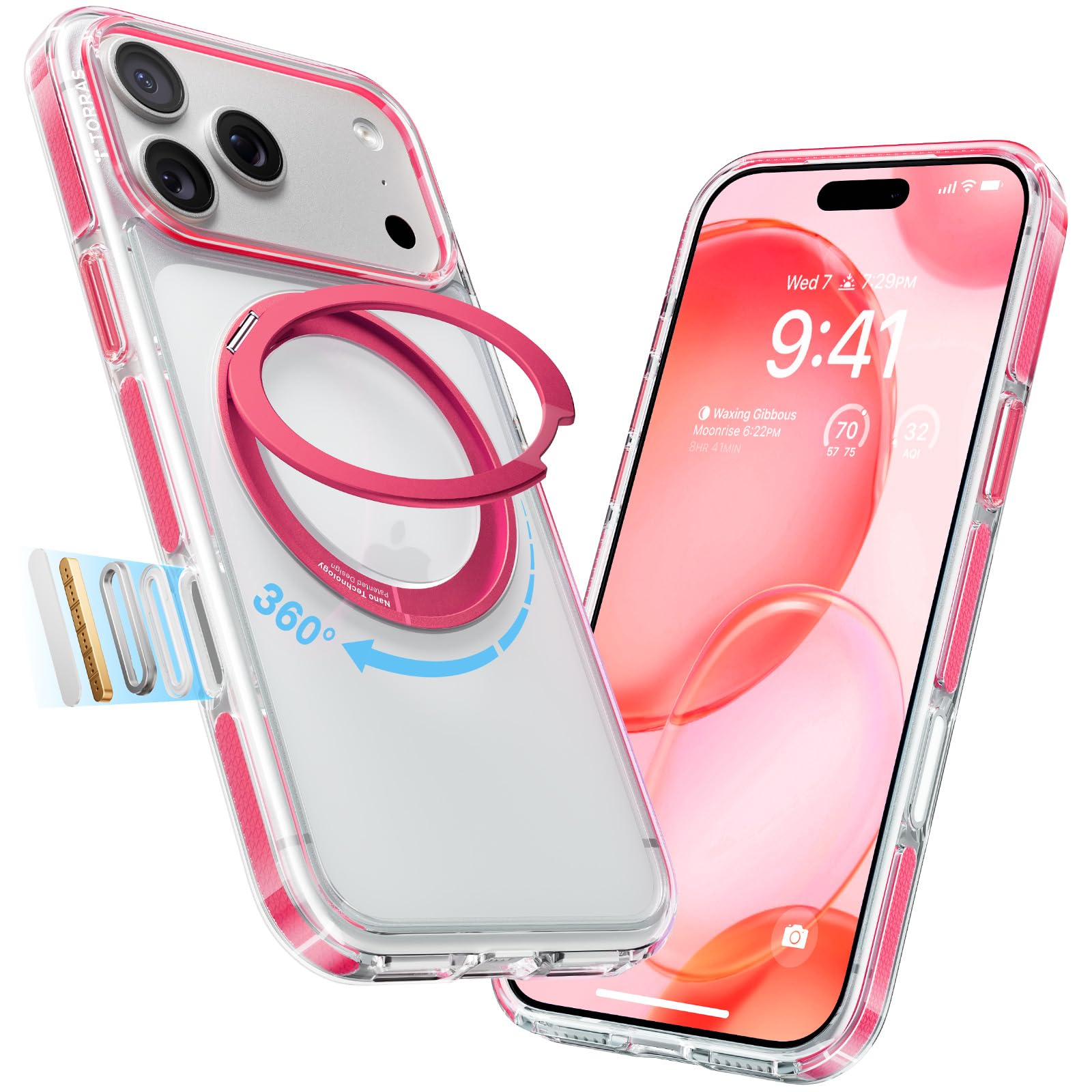 Amazon.com: TORRAS for iPhone 17 Pro Case, 360 Magnetic Stand