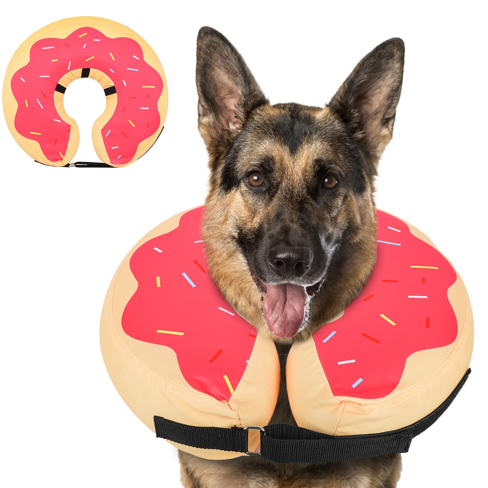 MIDOG Inflatable Dog Cone, Donut Recovery Collar After Surgery, Large+