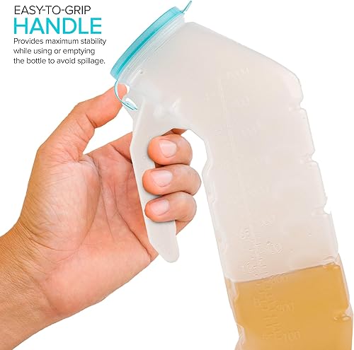 Miniatura 3 de Male Urinal with Glow in The Dark Lid (2 Bottles) 32 Oz Urine Bottles for Men - Pee Bottles for Hospitals, Emergency and Travel