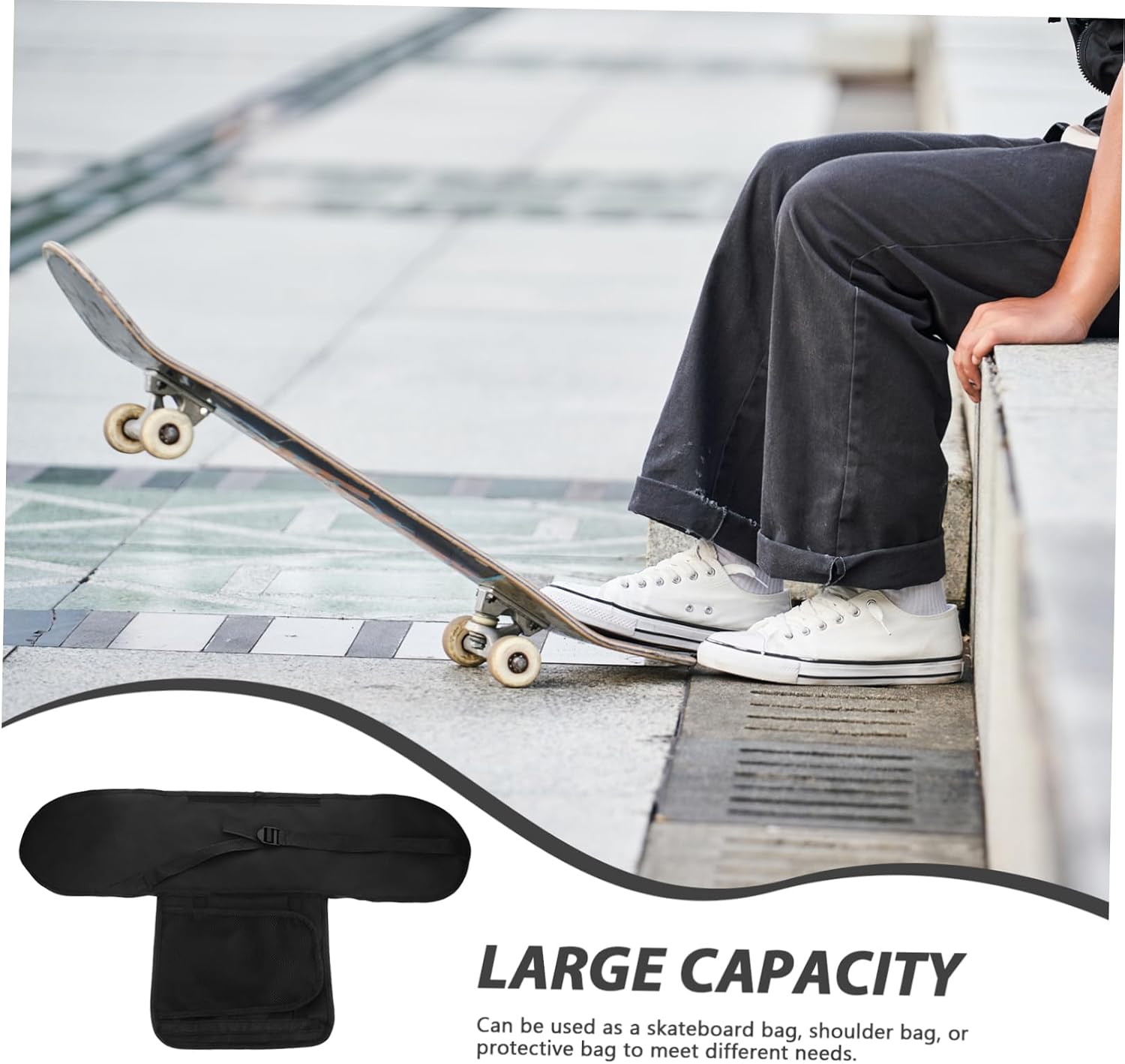Skateboard Backpack Storage Pouch Carry Bag for Skateboard Shoulder Bag Portable Sling Multi-functional Sturdy Pvc Gear