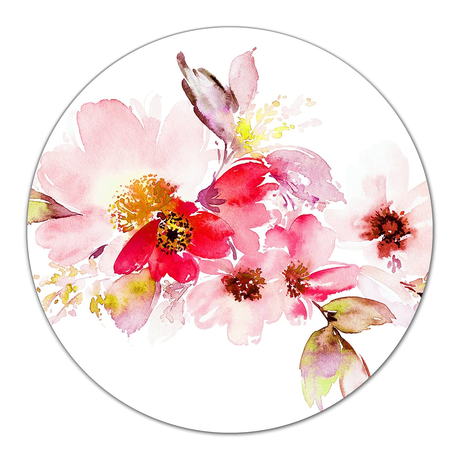 Planche à découper induction 40 cm en verre trempé rond Aquarelle Florale Coloray