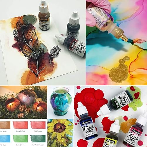 Miniatura 5 de Paquete de tintas de alcohol para piñata jacquard en blanco y negro, blanco y mantilla y 10 herramientas de mezcla de tinta Pixiss