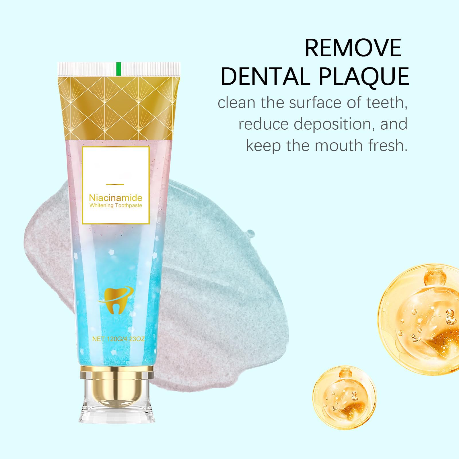 Niacinamide Dentifricio sbiancante per adulti, dentifricio sbiancante radiante, senza fluoro per denti sensibili, alito fresco, rimuove lo scolorimento dei denti. (5 pezzi)