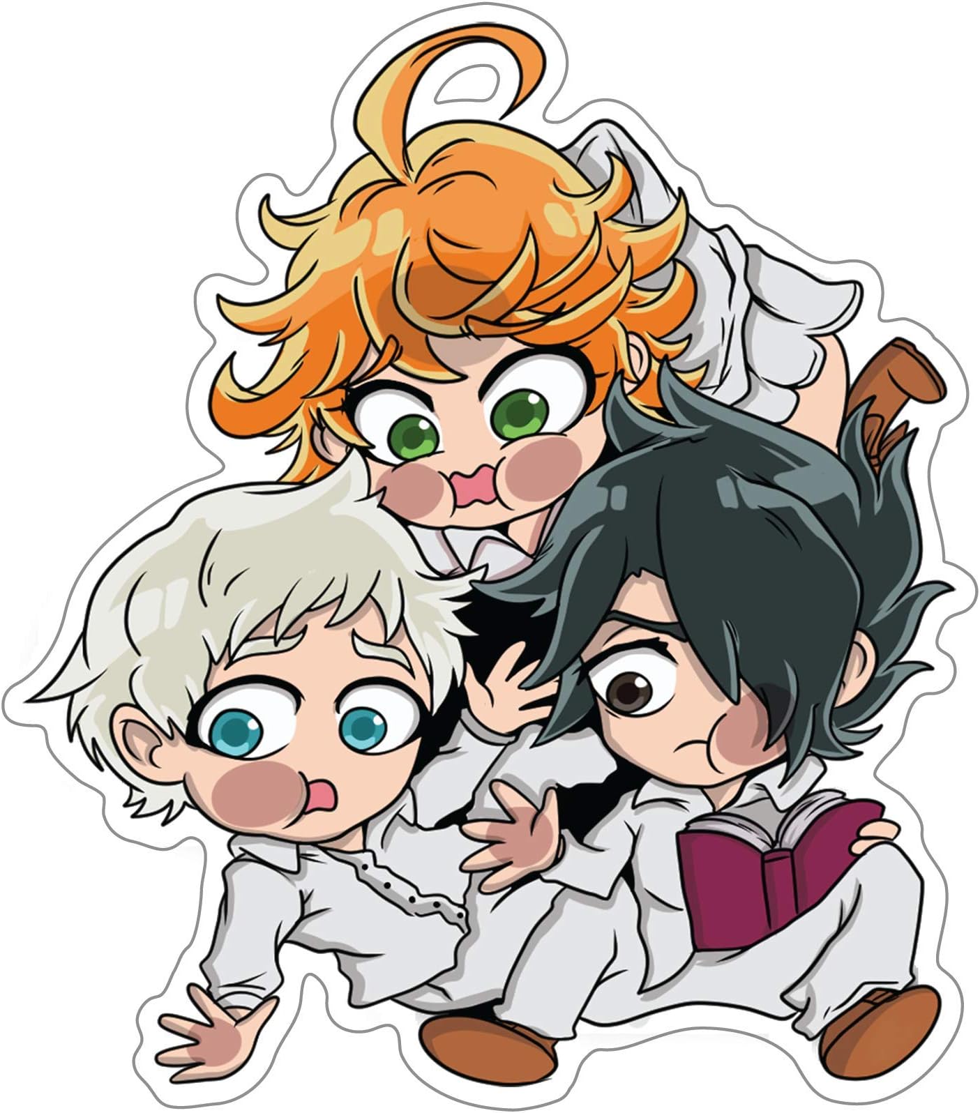 The Promised Neverland - Emma, Ray, Norman Chibi Anime Decal Sticker for Car/Truck/Laptop (4.0" x 3.5")
