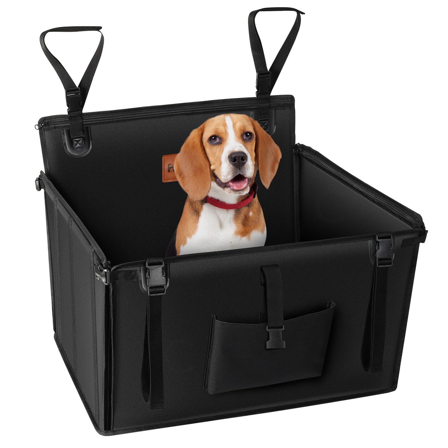 KYG Seggiolino Auto per Cani di Taglia Media e Piccola – Extra Stabile, Impermeabile, Antiscivolo e Antigraffio, Rinforzato con 4 Cinghie di Fissaggio per Sedile Posteriore, M, 58x55x36cm