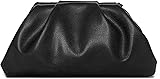 Huralona Dressy Pleated Vegan Leather Clutch Purse Bag for Women Super Chic Soft PU Evening Purse Handbag Black