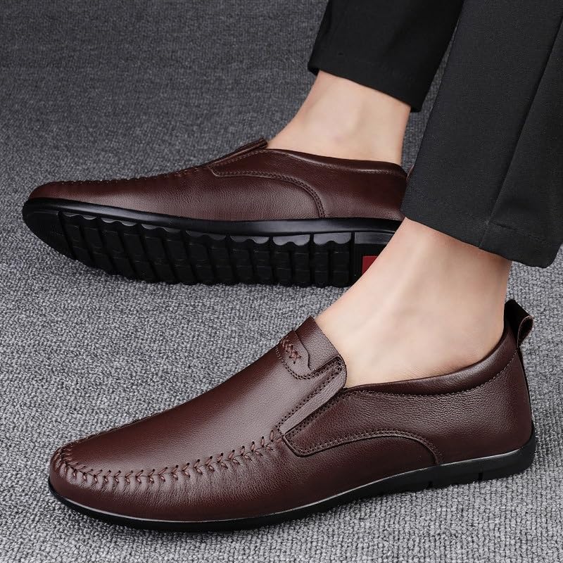 Men's Business Oxford Shoes Leather Low Heel Casual Comfort Formal Work Wedding Dress Shoes Fashion Slip-On Pointed Toe Derby Shoes3