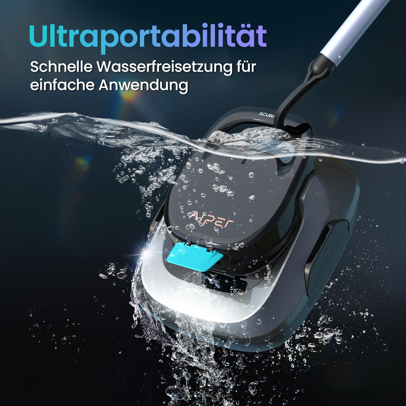 AIPER Kabelloser Poolroboter, Poolsauger Akku mit 90 Min Laufzeit, Doppelantrieb & Selbstparkfunktion, Idealer Poolreiniger für Flachbodenpools bis 80 m²