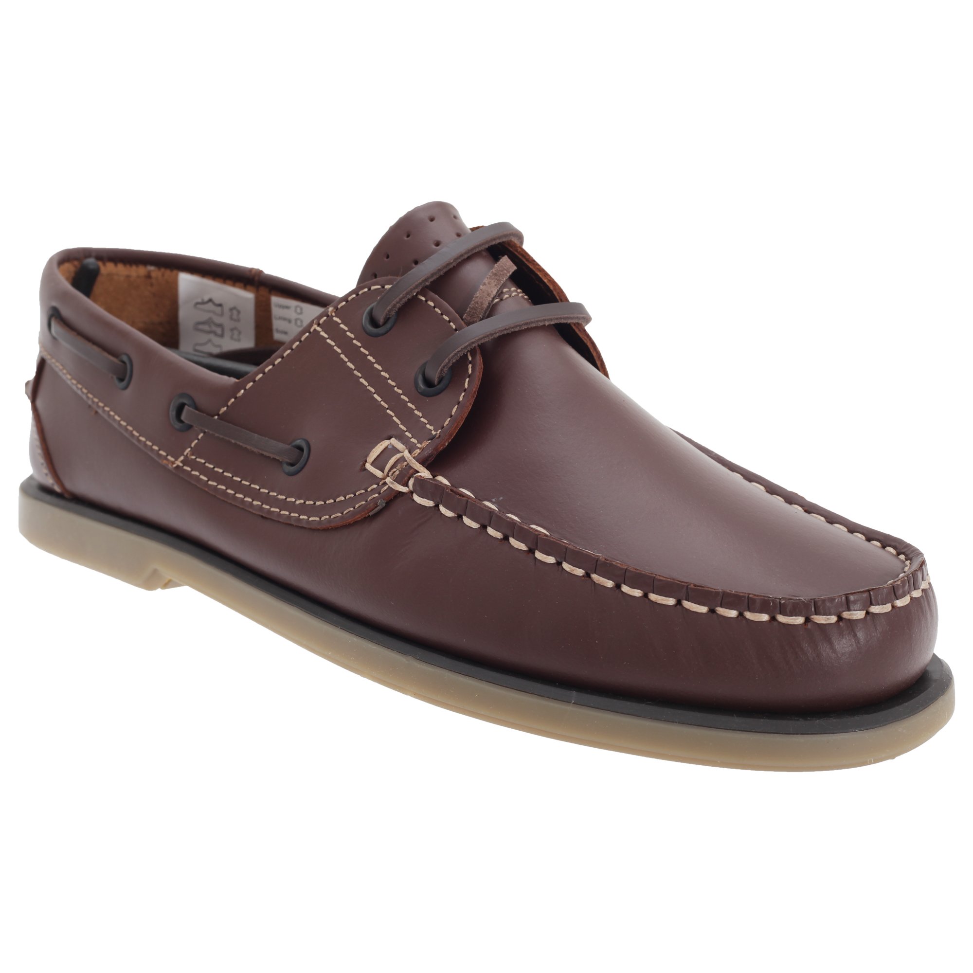Dek Scarpe da barca in pelle marrone navy con lacci per Uomo
