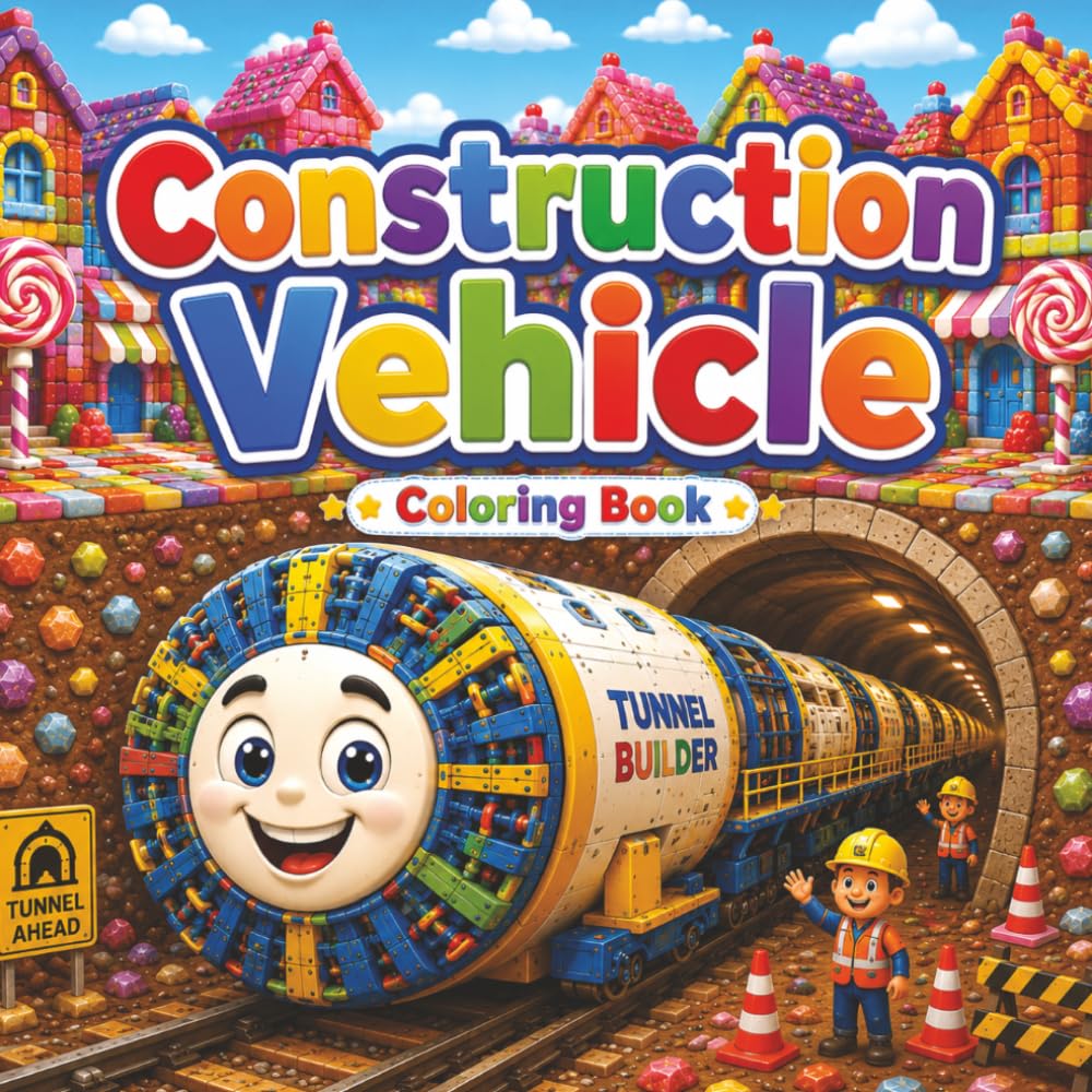 Construction Vehicle Coloring Book: Construction Vehicle Coloring Book with Easy-to-Color Pages about Excavators, Forklifts, Crane Trucks, and more | ... | 50 Fun coloring pages for Kids and Toddlers
