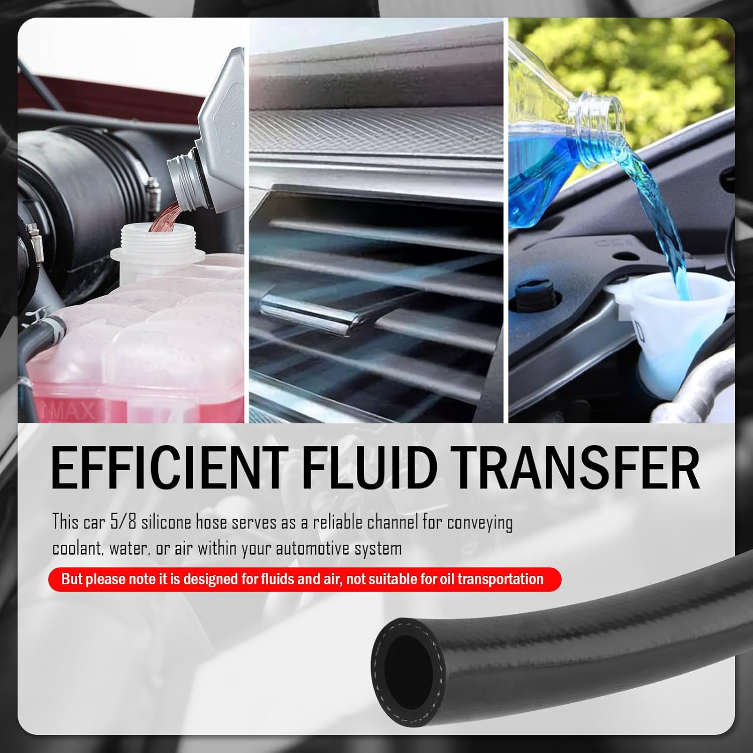5Ft Car 5/8 Heater Hose with 10PCS Clamps,Silicone 5/8 Coolant Hose with ID 16mm & OD 24mm for Water/Air Transfer,Heater Core Hoses with 250 PSI Working Pressure Car Accessories