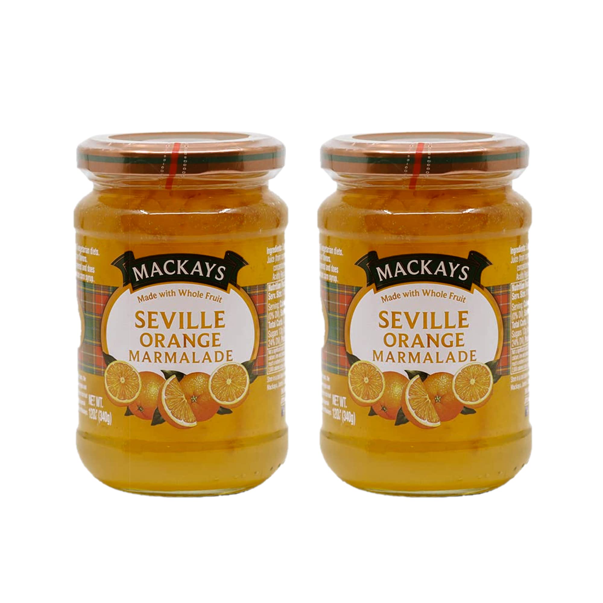 Mackays Seville Orange Marmalade Jam 340gm (Pack of 2) | Imported from Scotland | Made with Whole Fruits | Vegan | Gluten-Free | No Artificial Colors or Preservatives