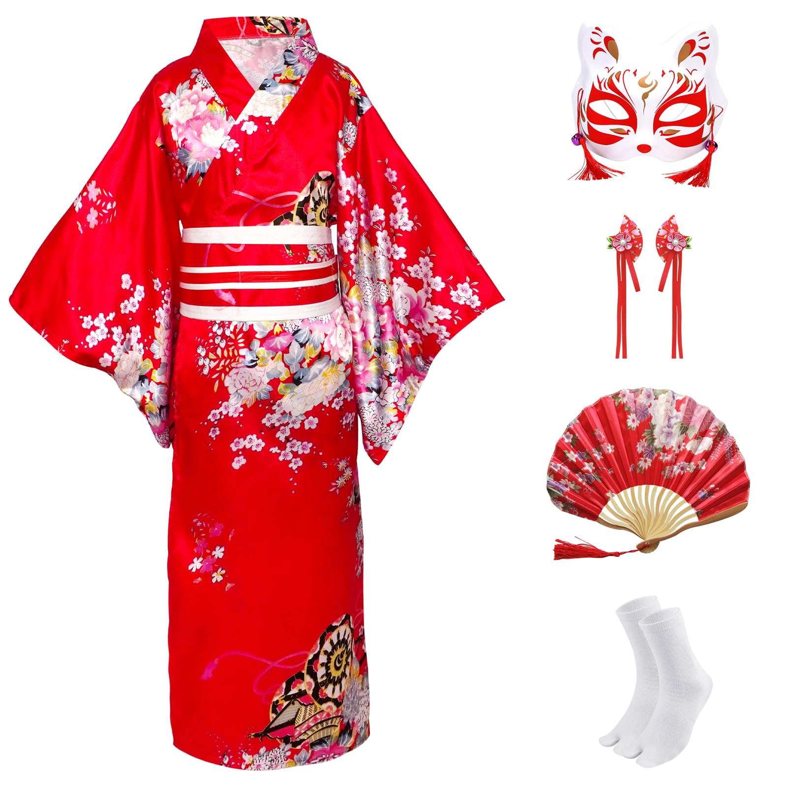 CRFASIBE 5er-Set Mädchen Kimono Yukata Japanisch Cosplay-Kos