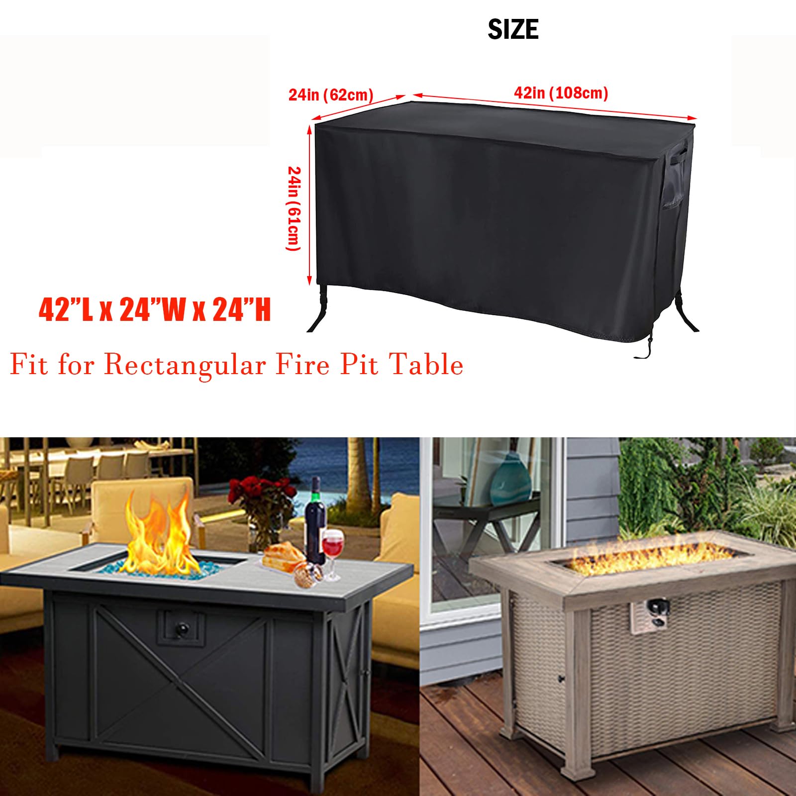 Feuerstellen-Abdeckung, Quadratisch – 55x55x90 Cm, 600D Oxford, Wasserdicht, UV-beständig