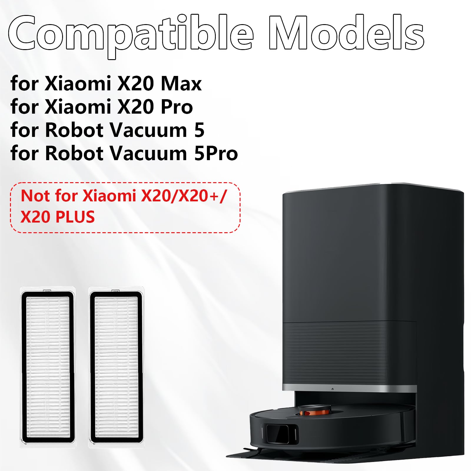 HEPA Filtry Akcesoria do Xiaomi X20 Max/ X20 Pro Odkurzacz Części Zamienne | Robot Vacuum 5/5Pro Odkurzacz HEPA Filtry, X20 Max Akcesoria,6 Sztuki Filtry, Zmywalny I Wielokrotnego Użytku Części Zamienne