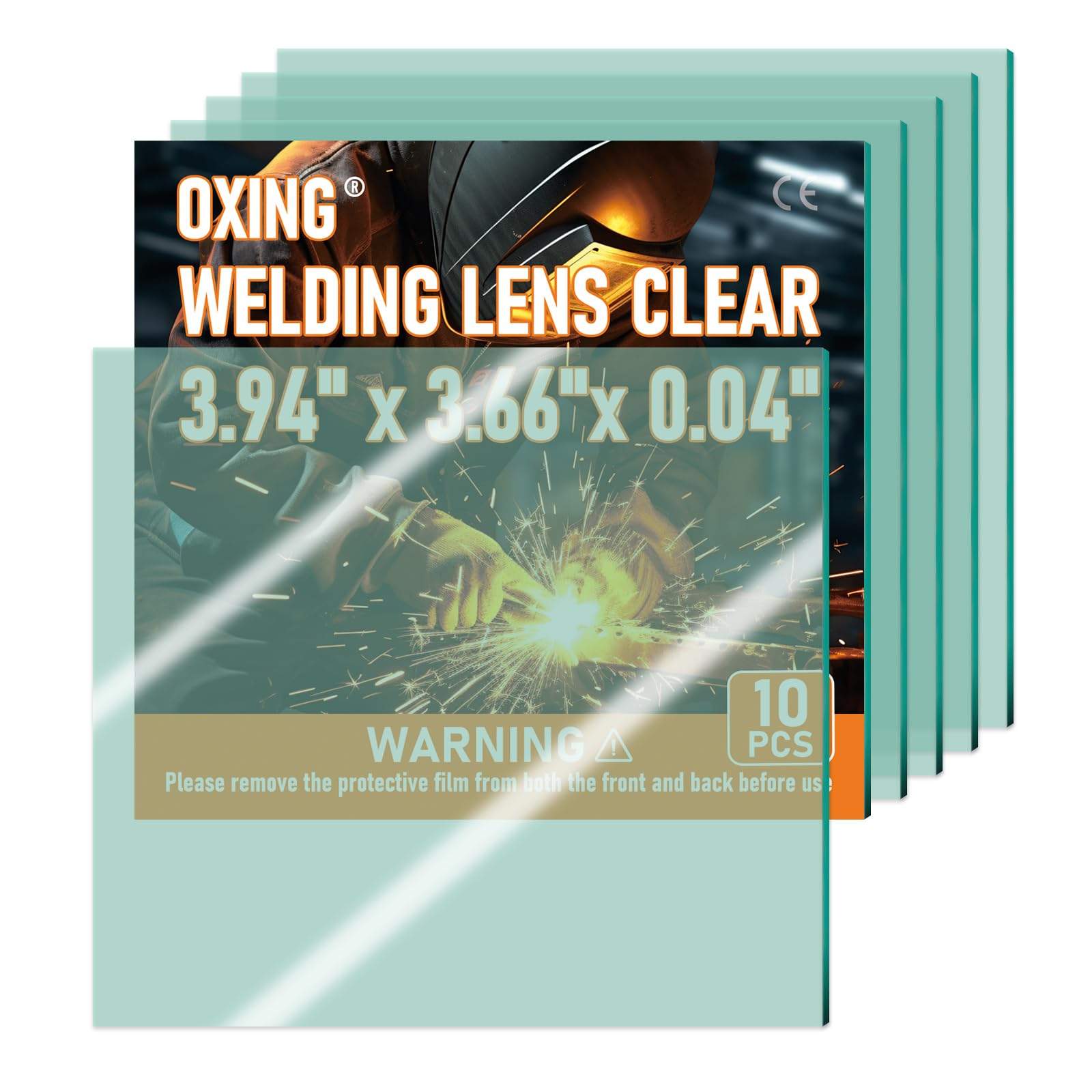 10Pcs - 3.94" x 3.66" - Universal Welding Helmet Clear Lens - Replacement Welding Helmet Lens
