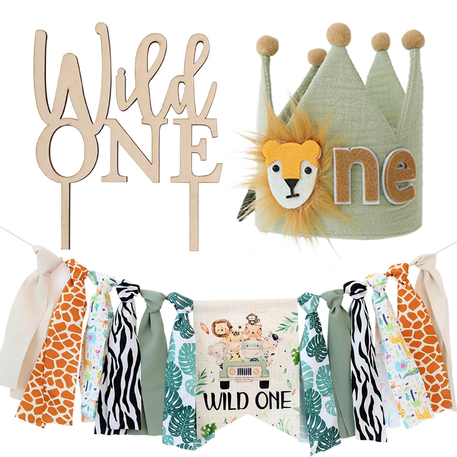 HODIHIWI Wild One Birthday High Chair Banner Party Decoration For Boys Jungle Theme Decorative For Kids Bedroom