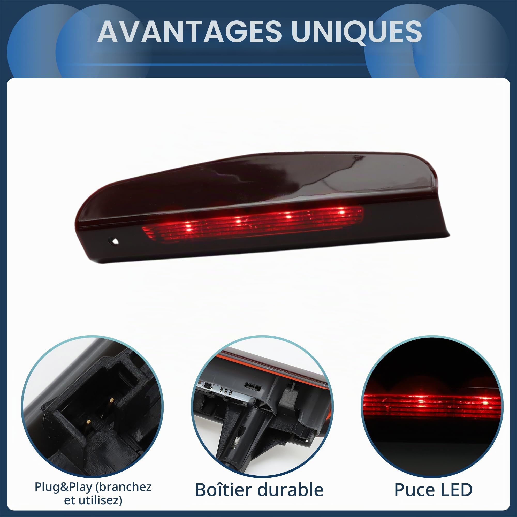 Troisième Feu Stop À LED Pour Opel Corsa D S07 06-14 5 Portes 1pc | Plastique ABS, Couleur Rouge, 23.7x5.5cm, 12VDC, 2 Broches, IP67, OE13188045, Pour Opel Corsa E X15 15-19 5 Portes