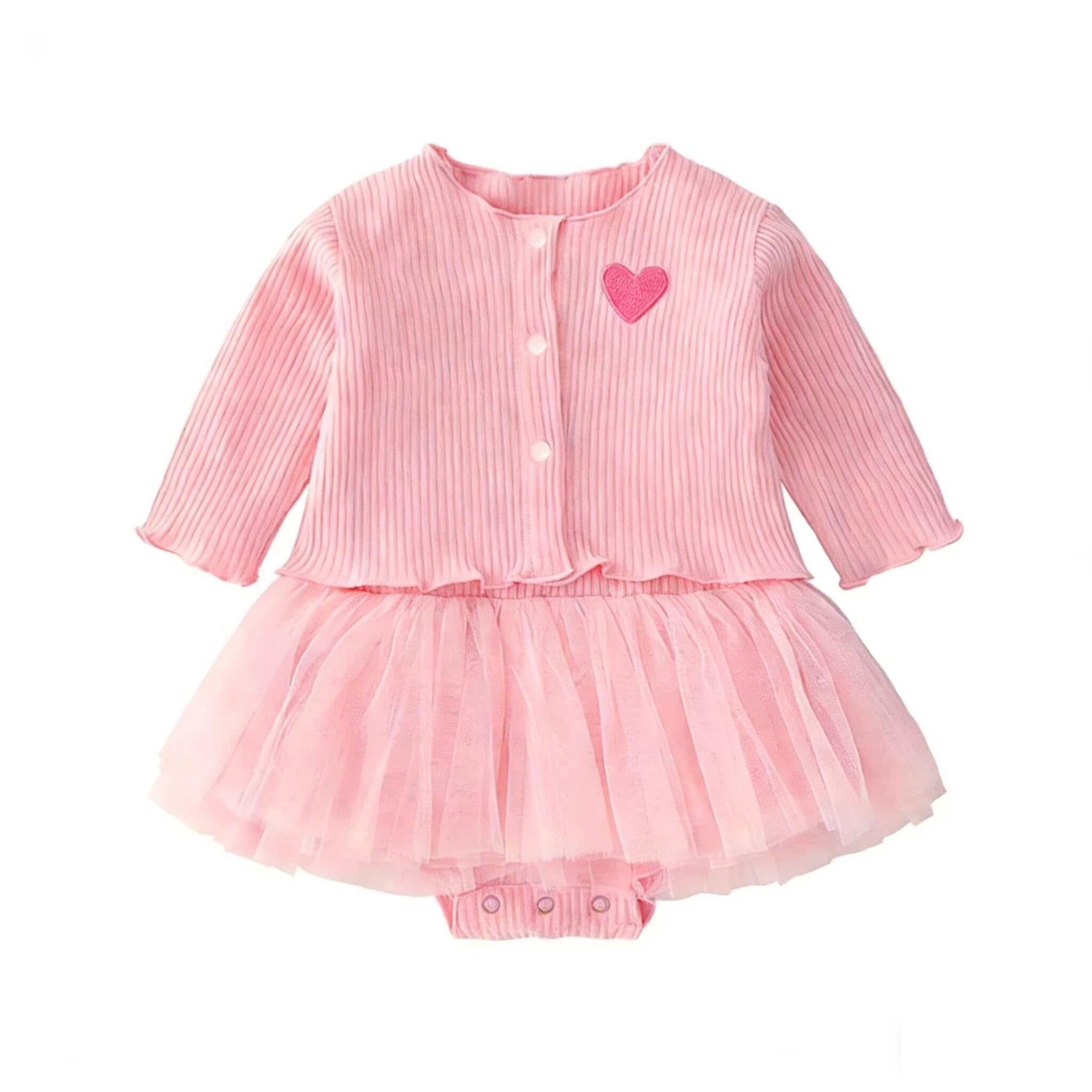 TYRUGD Fit Suit For 20-22 Inch Baby Doll Clothing Set，Pink Heart-Print Striped Knitted Knit Dress Set，Reborn Baby Dolls Clothes