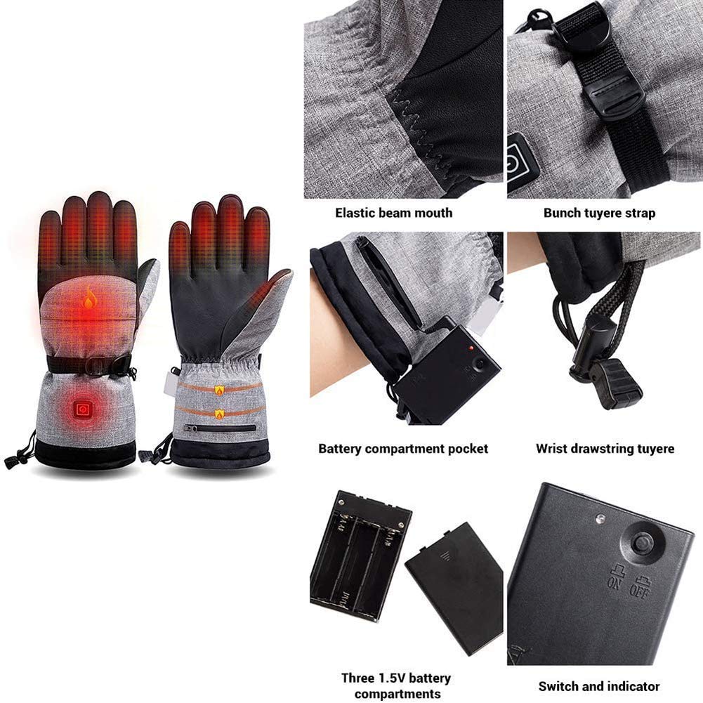Guantes térmicos de Invierno para Unisex, Impermeables, con Pantalla táctil, Guantes cálidos con Temperatura de Calentamiento Ajustable de 3 Niveles para Todo Tipo de Actividades a