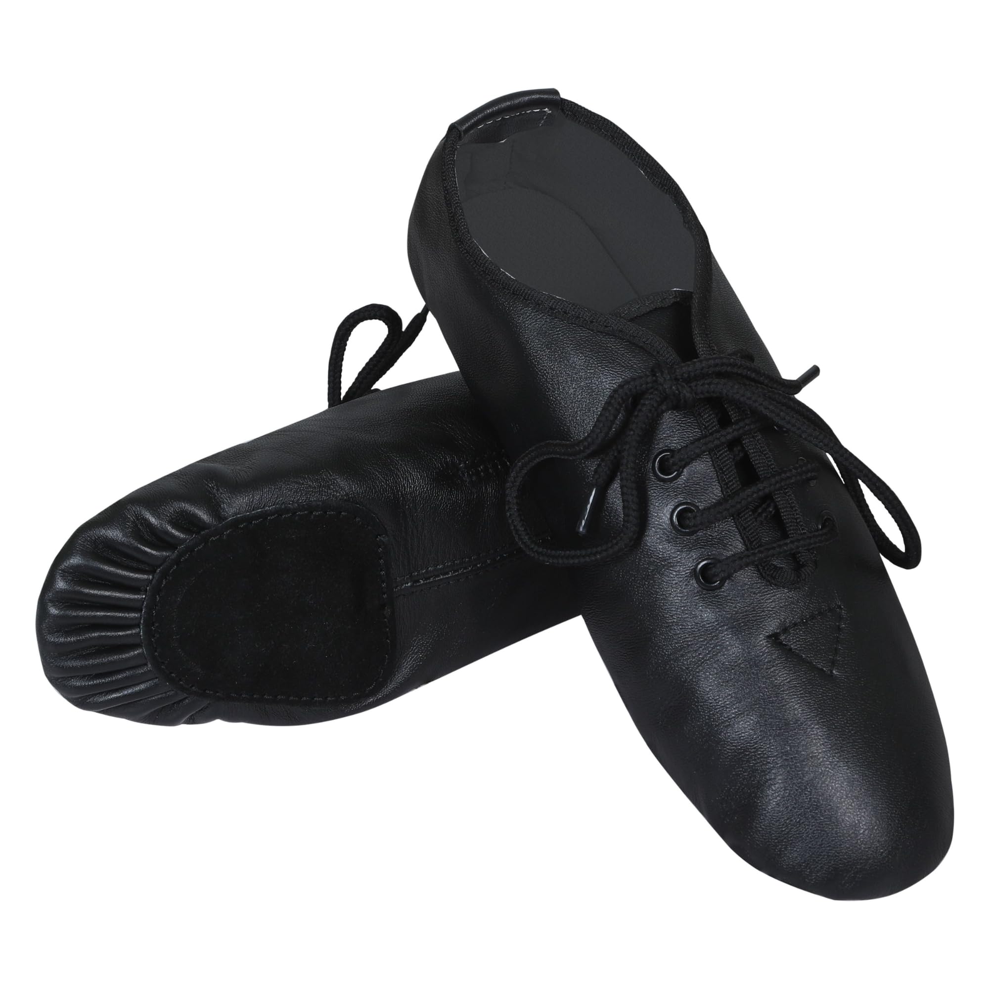 Jazz Dance Leather Shoes Lace-Up Shoes Unisex Modern Stage Rubber & Suede Split Sole Black-image-10