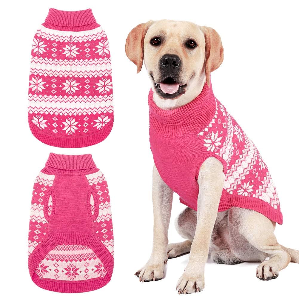 KOOLTAIL Maglione per cani lavorato a maglia a treccia, maglione classico per il freddo, motivo fiocco di neve spesso e caldo, vestiti invernali per animali domestici, maglione per cani di taglia