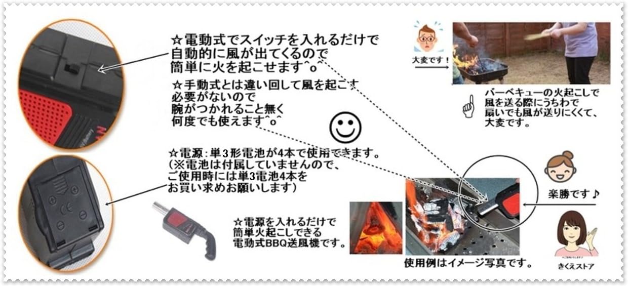 Amazon Co Jp きくえストア バーベキュー q ファン 送風機 着火 火起こし スポーツ アウトドア