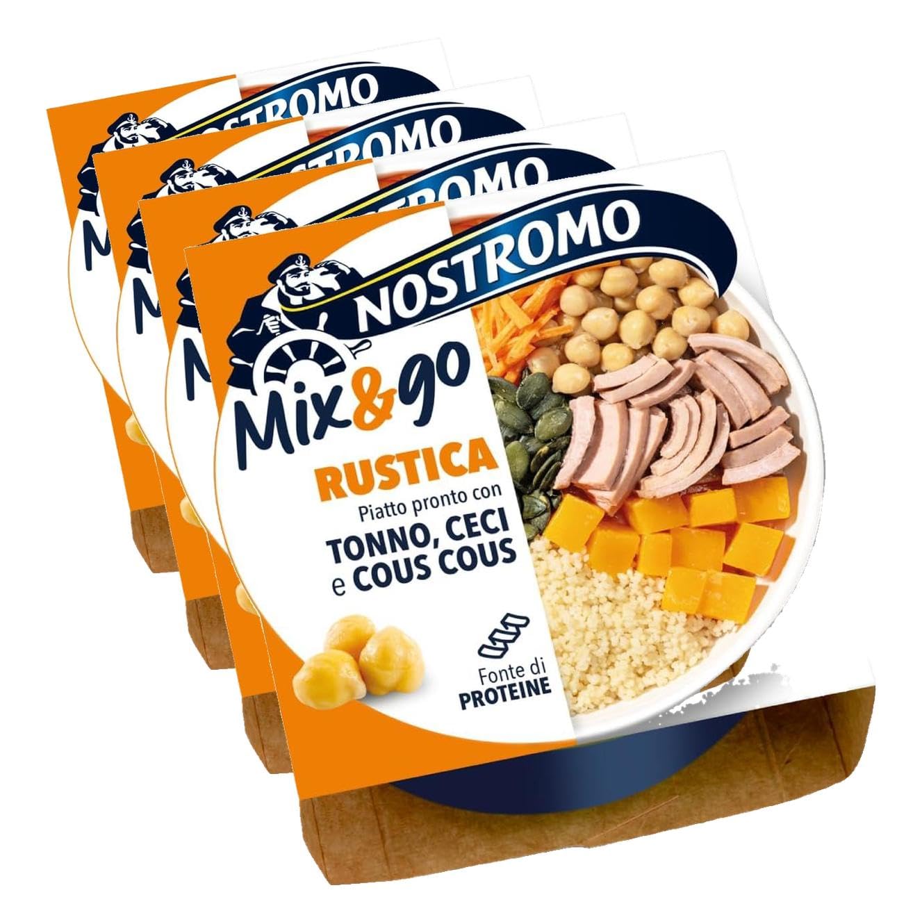 Nostromo Mix&Go Rustico - Piatto Pronto con Tonno, Ceci, Cous Cous - Gusto Mediterraneo e Veloce - 1 Confezione da 760g