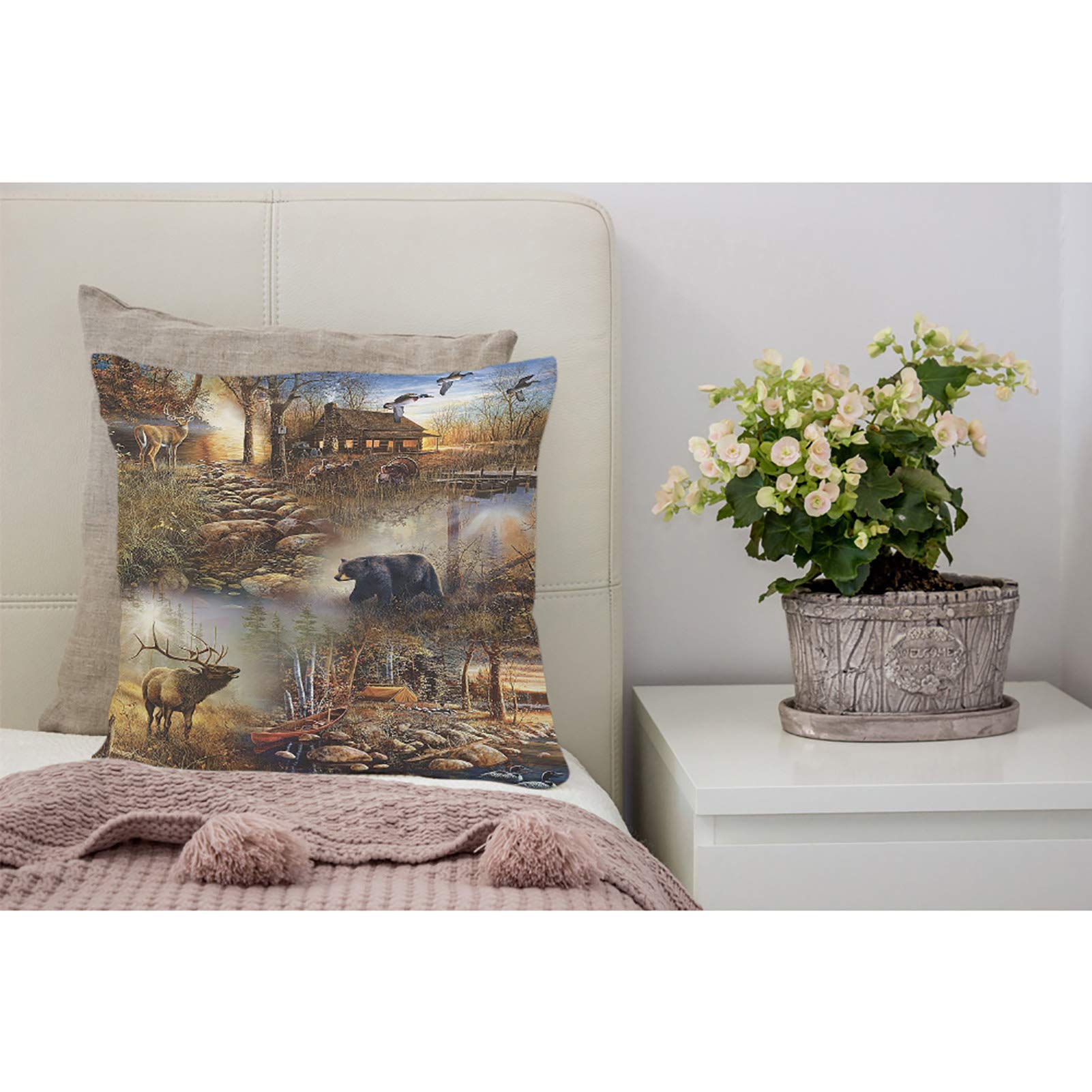 Nordic Style Panda Throw Pillow Cover – 18x18 Inch Cotton Linen Cushion Cover With 'All You Need Is Love' - View #9