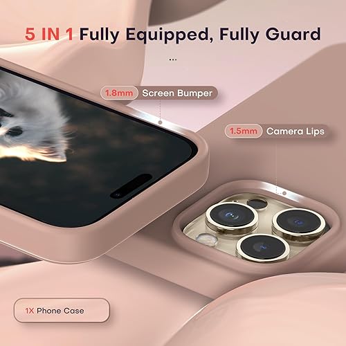 Vista 381 de TOCOL - Funda 5 en 1 para iPhone 11, con 2 protectores de pantalla + 2 protectores de lente de cámara, funda delgada de silicona líquida a prueba