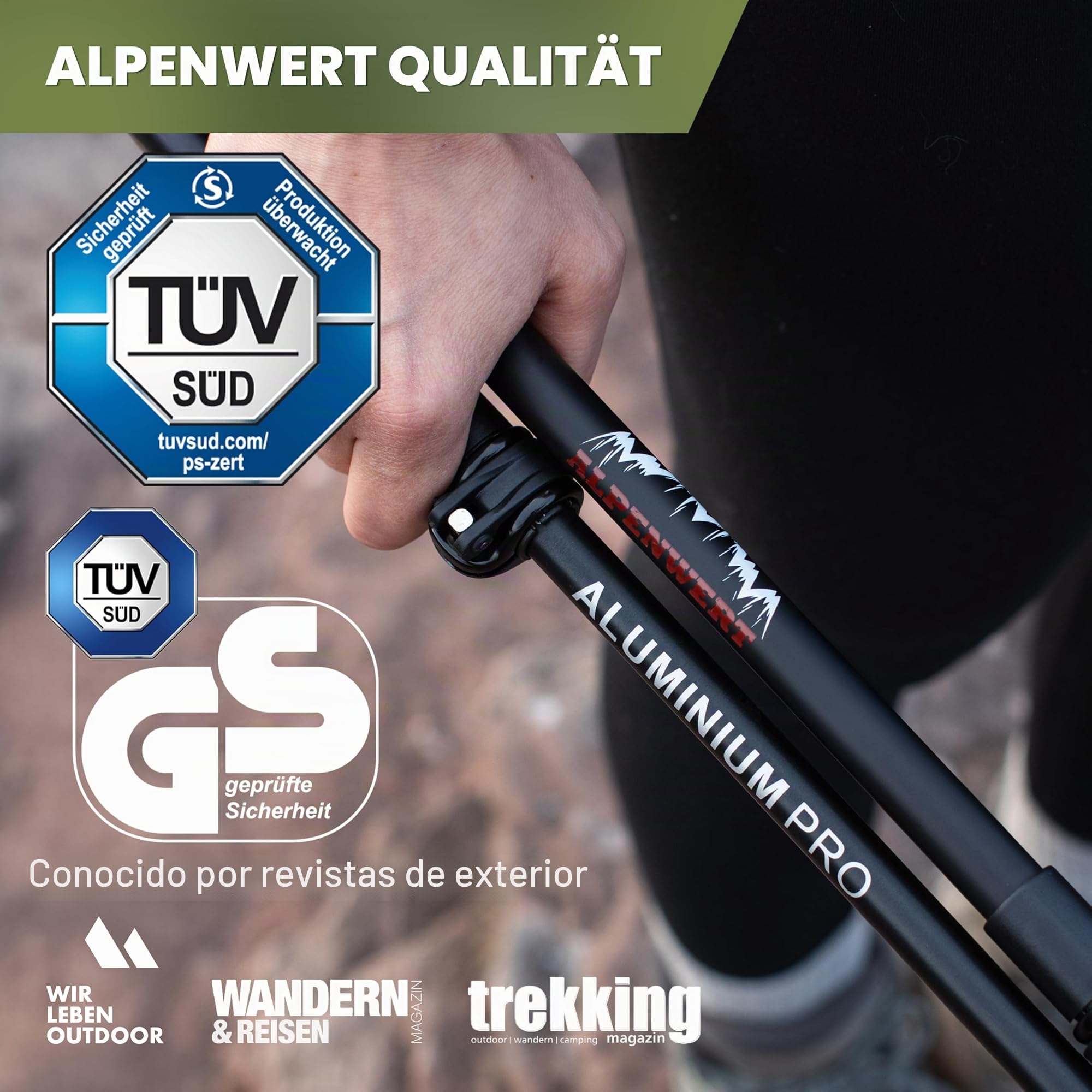 ALPENWERT Bastones de Senderismo [Carbono o Aluminio] para Hombre y Mujer - Telescópicos Con Mango de Corcho para Trekking, Marcha Nórdica y Excursiones