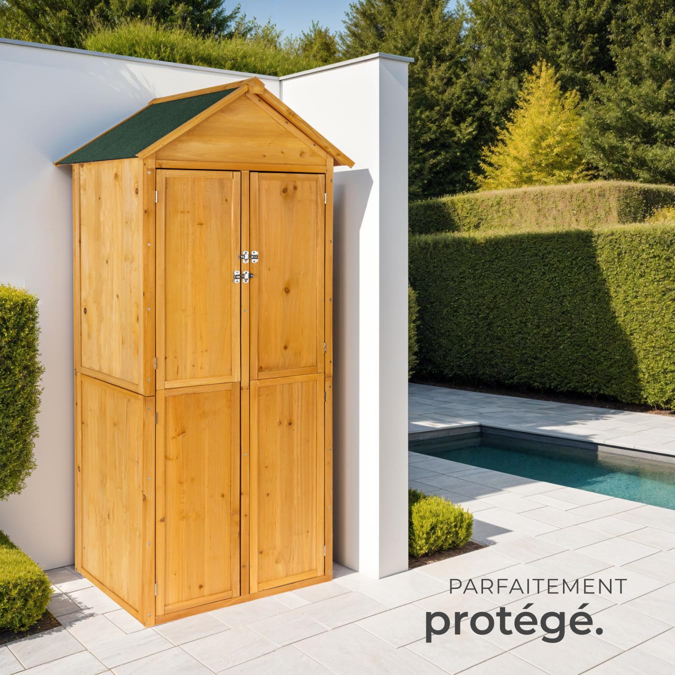 tectake® Abri de Jardin Bois Cabane de Jardin à Outils Toiture 2 pans, Rangement et Stockage extérieurs pour Outils de Jardinage Armoire Jardinage Abri de Stockage Remise Outil 80,5 x 60 x 213,5 cm