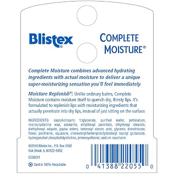 Blistex Complete Moisture Lip Balm, 0.15 oz. stick, Pack of 12