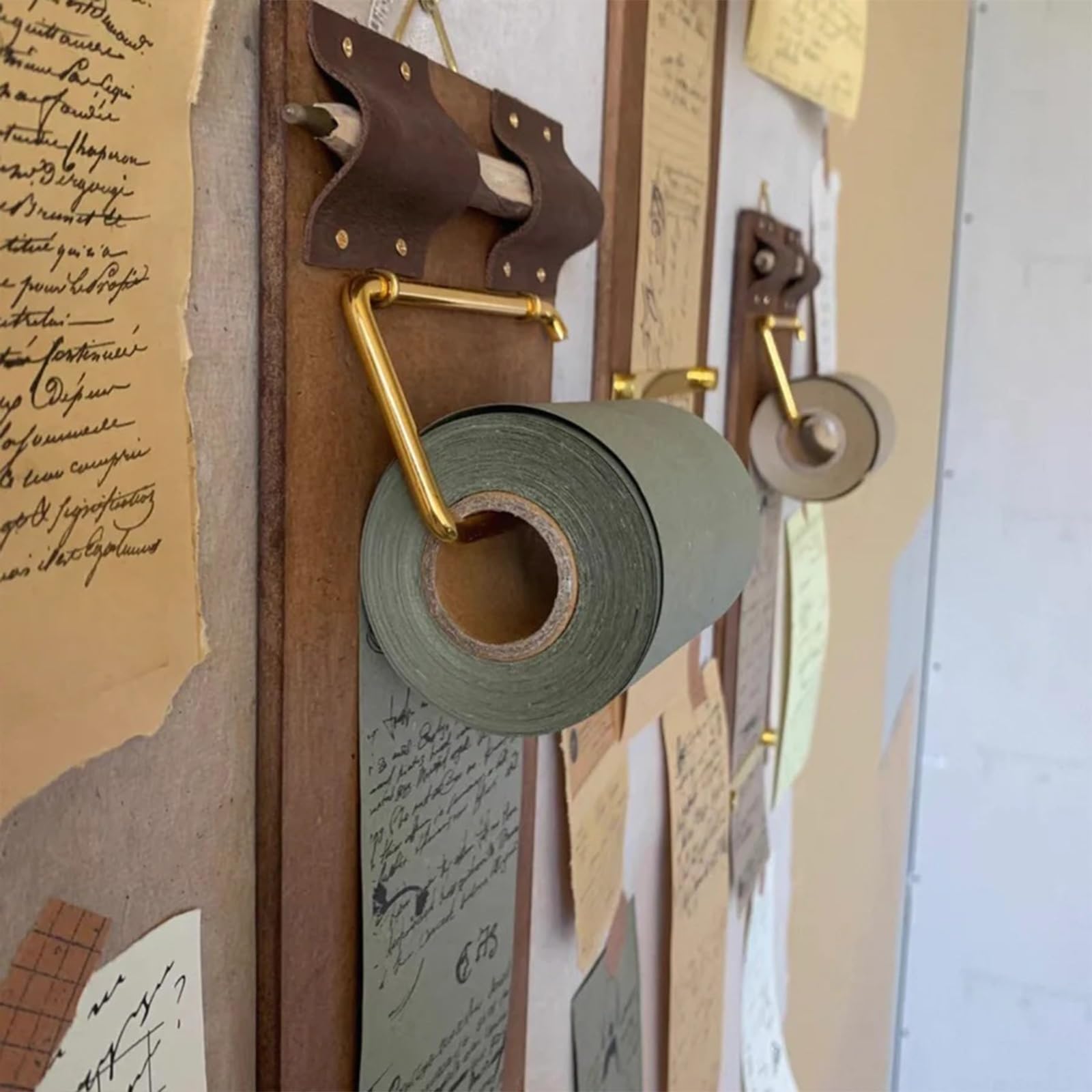 Podkładka do przewijania w stylu vintage (papier w rolce + klipsy do tablicy), naścienny lub układany schowek, zestaw notatników z metalowym klipsem, do wielokrotnego napełniania notatek, szkiców