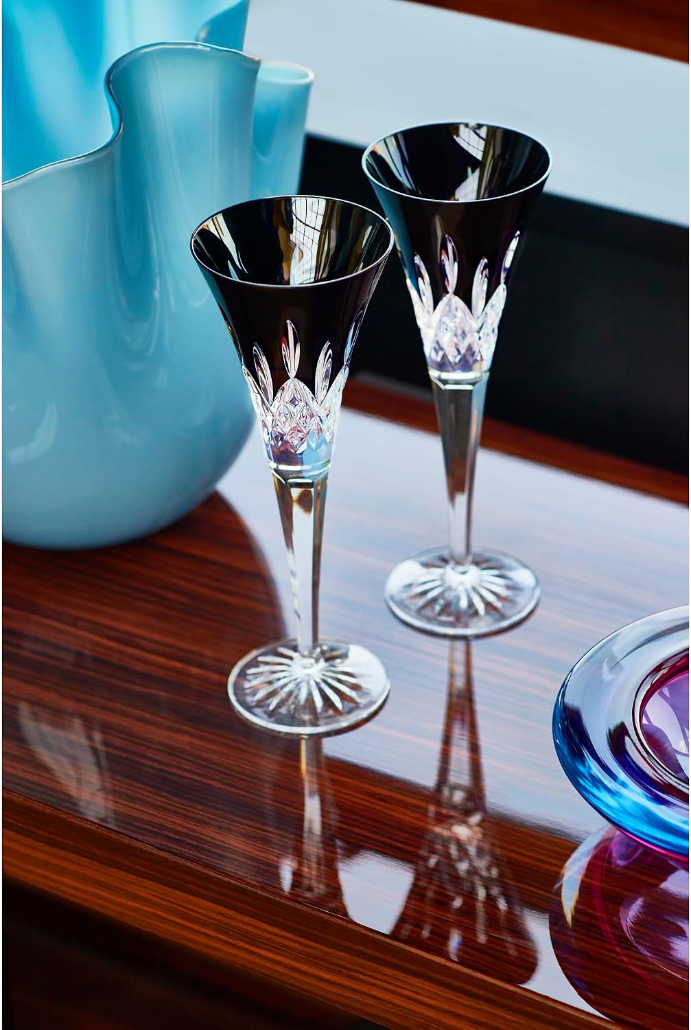 Waterford Lismore Black Toasting Flute, Set of 2