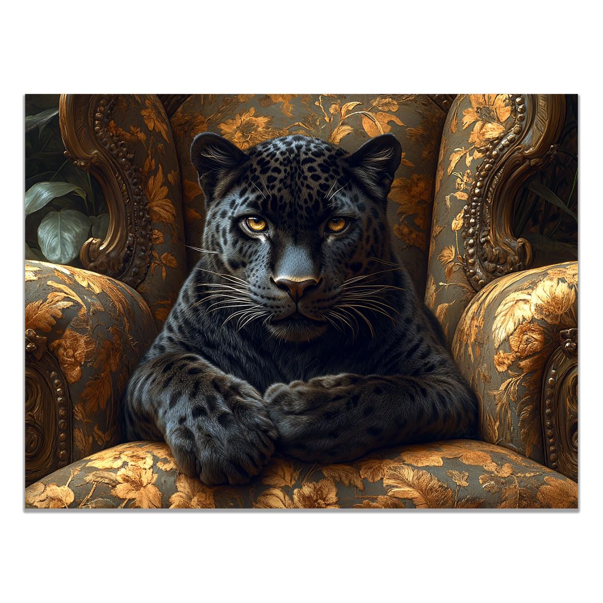 TZKRWRH Leopard Wall Art Print Home Decor Black Panther On Armchair Cheetah Prints Jungle Poster Minimal Animal Pictures Modern Paintings, Maximalist Decor(Black 85)-50x75cm Unframed