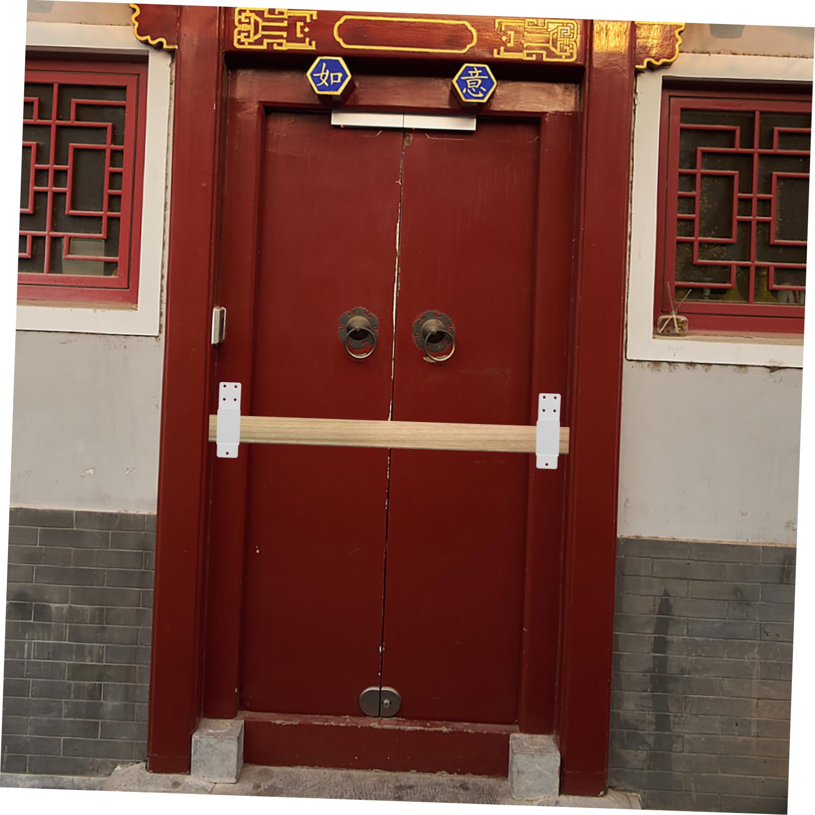 2 pièces Support de Barre de Sécurité pour Porte Supports Robustes et Épais Installation Facile Fixation Résistante pour Barrière de Porte Sécurisée
