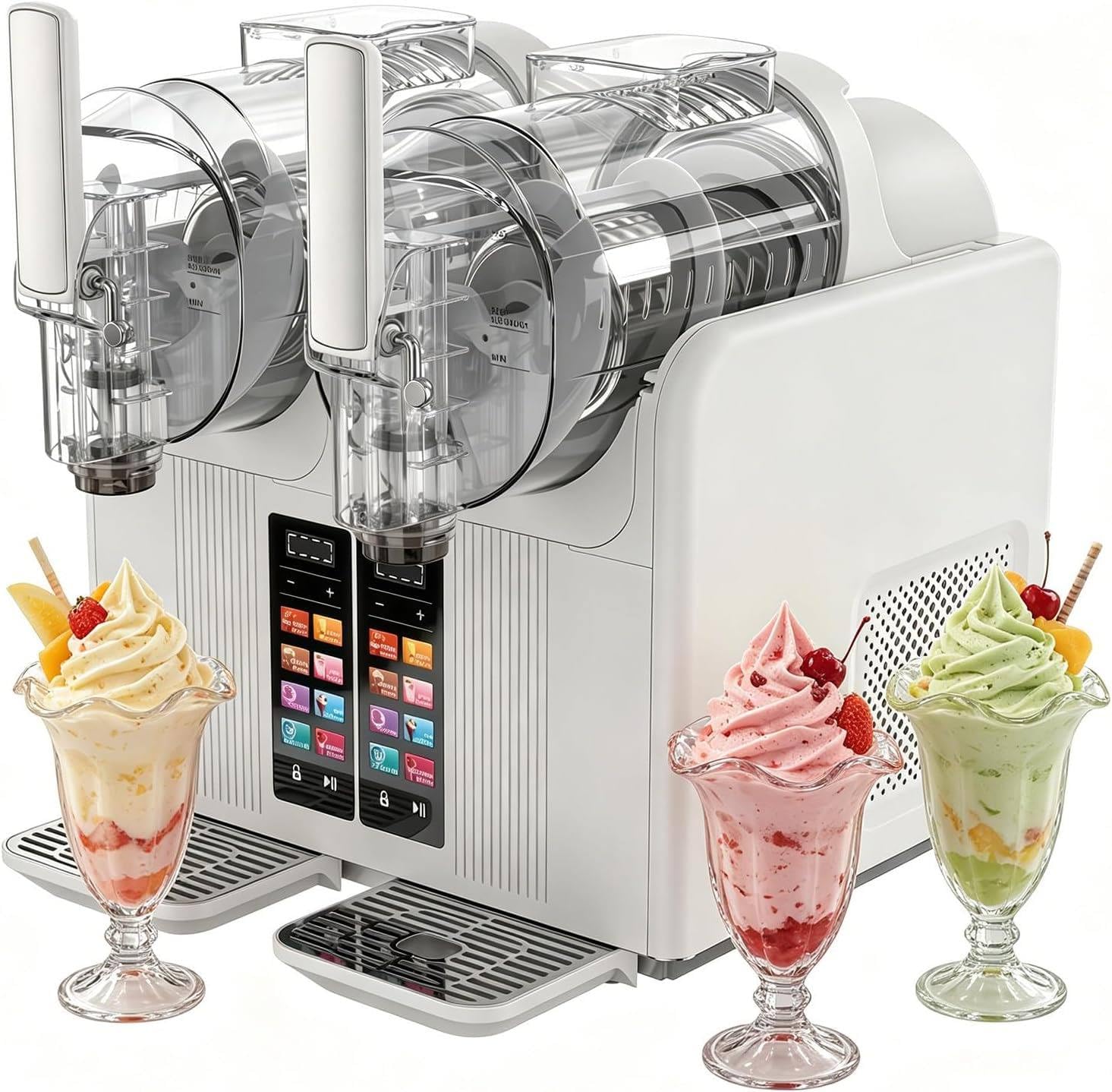 Dual Reservoir Granita Maker and Countertop Soft Serve Machine, 430W Black