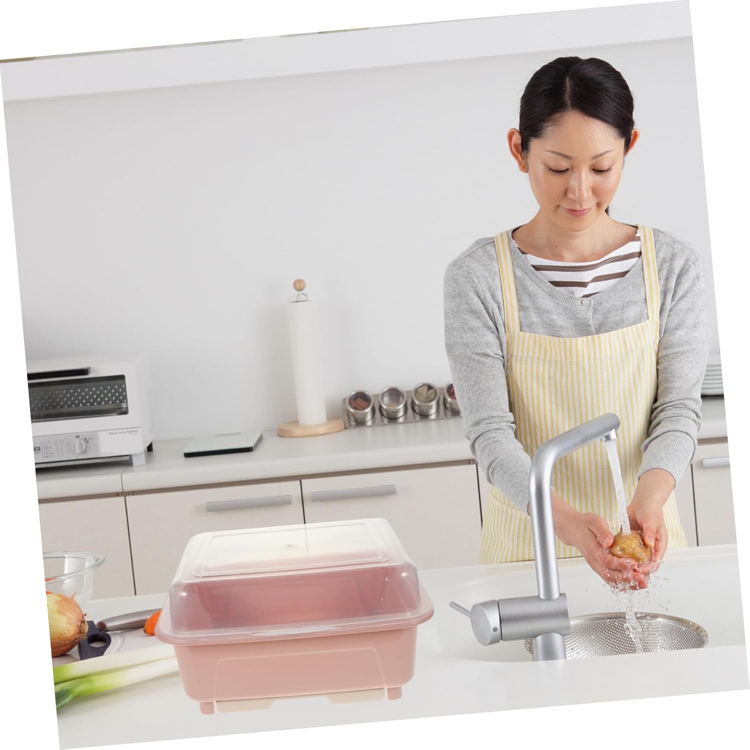 Water Draining Cutlery Box Kitchen Utensil Cup Holder Lid Dish Rack Drain Dish Drainer