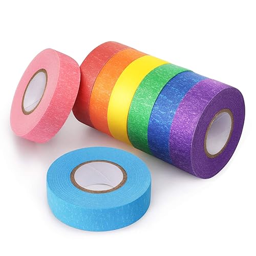 8 rollos de cinta adhesiva de colores arcoíris para pintores cinta colorida de papel artístico para niños etiquetado de artes manualidades bricolaje