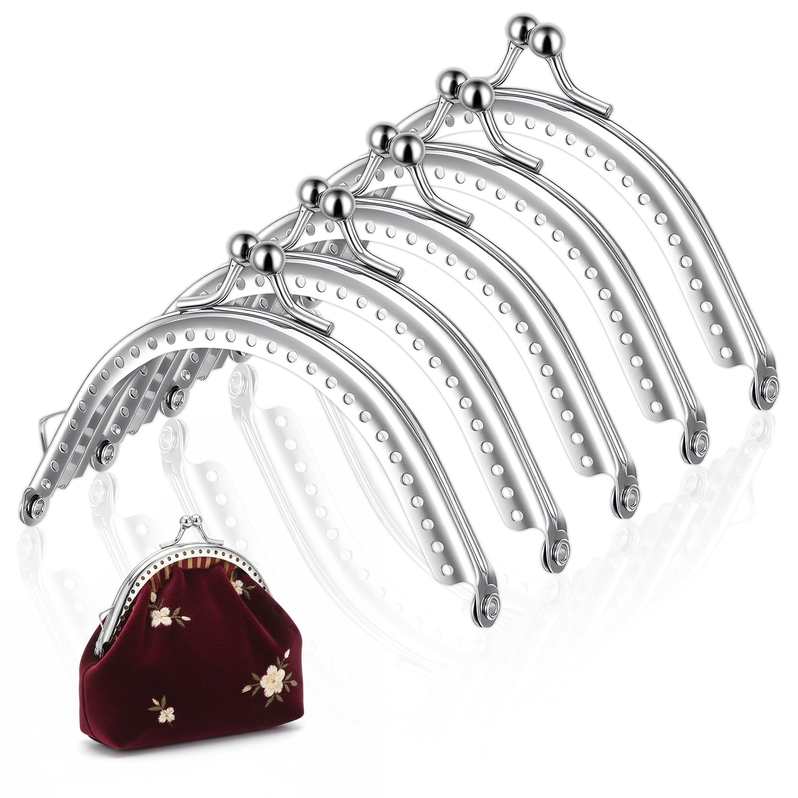 5 Pcs Metal Purse Frame Vintage Bag Kiss Clasp Lock Retro Purse Clasp Frame Purses Making Supplies Arch Coin Purses Frames for DIY Craft Bag Making