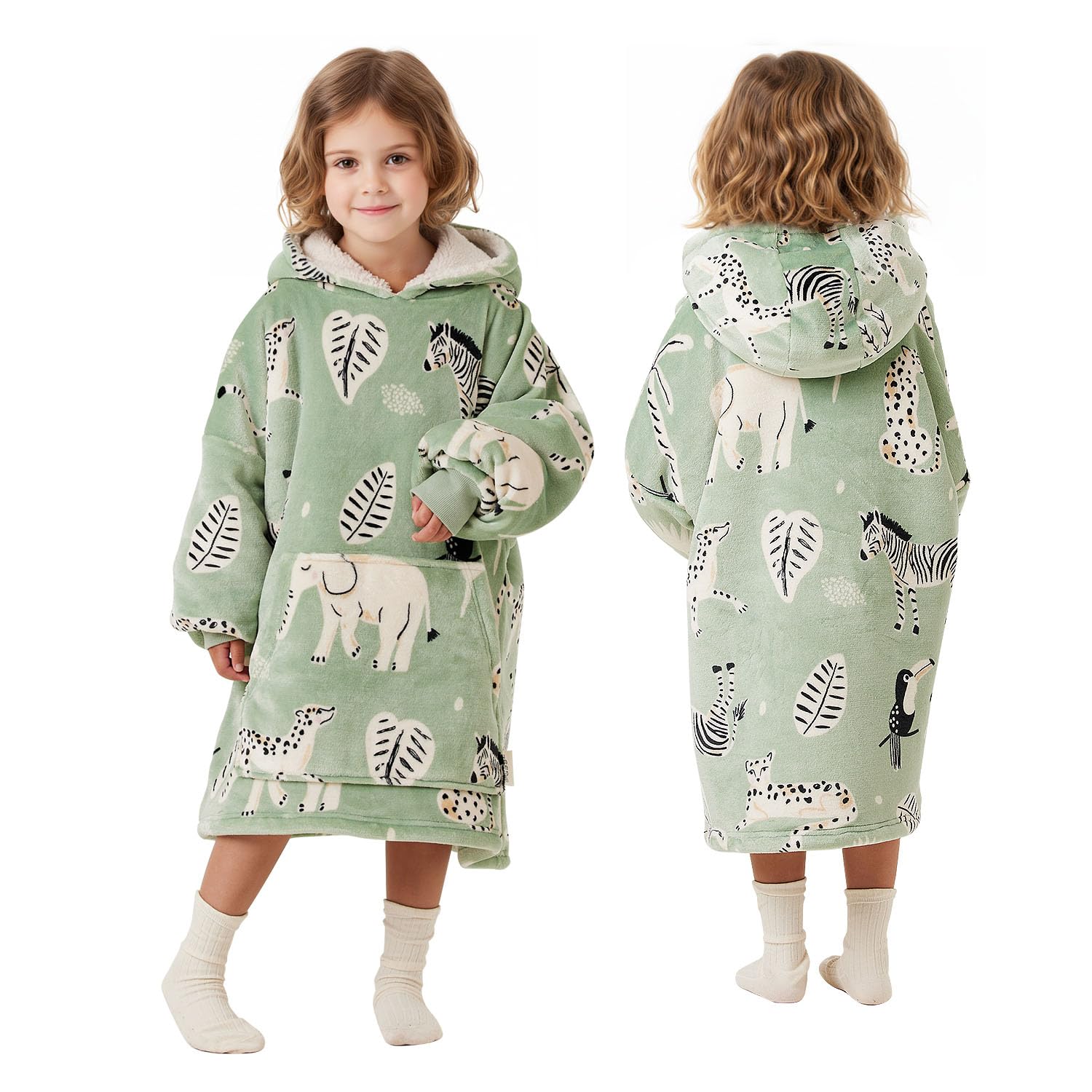Snuggz Girls Oversized Safari Animal Wearable Hooded Blanket - Kids M (5-8 Years) — image 1
