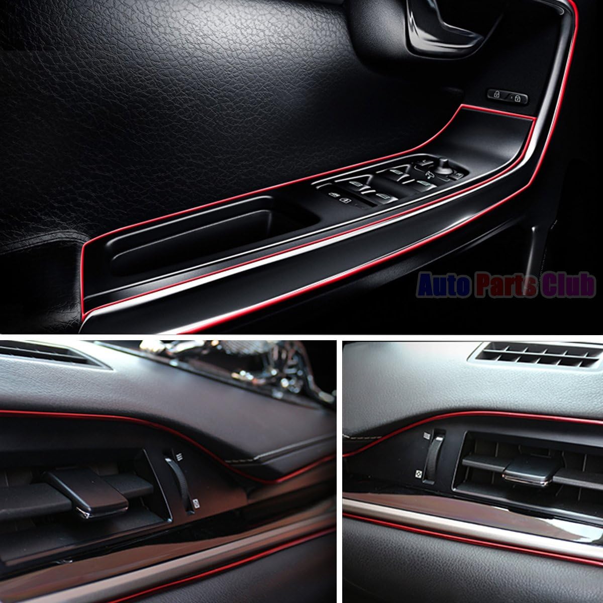 GOADROM Car Interior Moulding Trim,3D DIY 5M Electroplating Color Film Car Interior Exterior Decoration Moulding Trim Strip line by Auto Parts Club (red)……