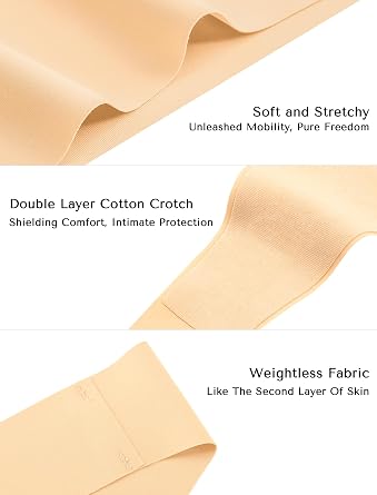 voenxe Seamless Women Thongs,No Show Ladies Gym Comfy Invisible Underwear