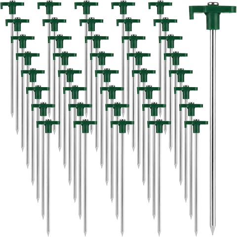 60PCS Tent Stakes Heavy Duty, 7.1 Inch Metal Tent Pegs Te...