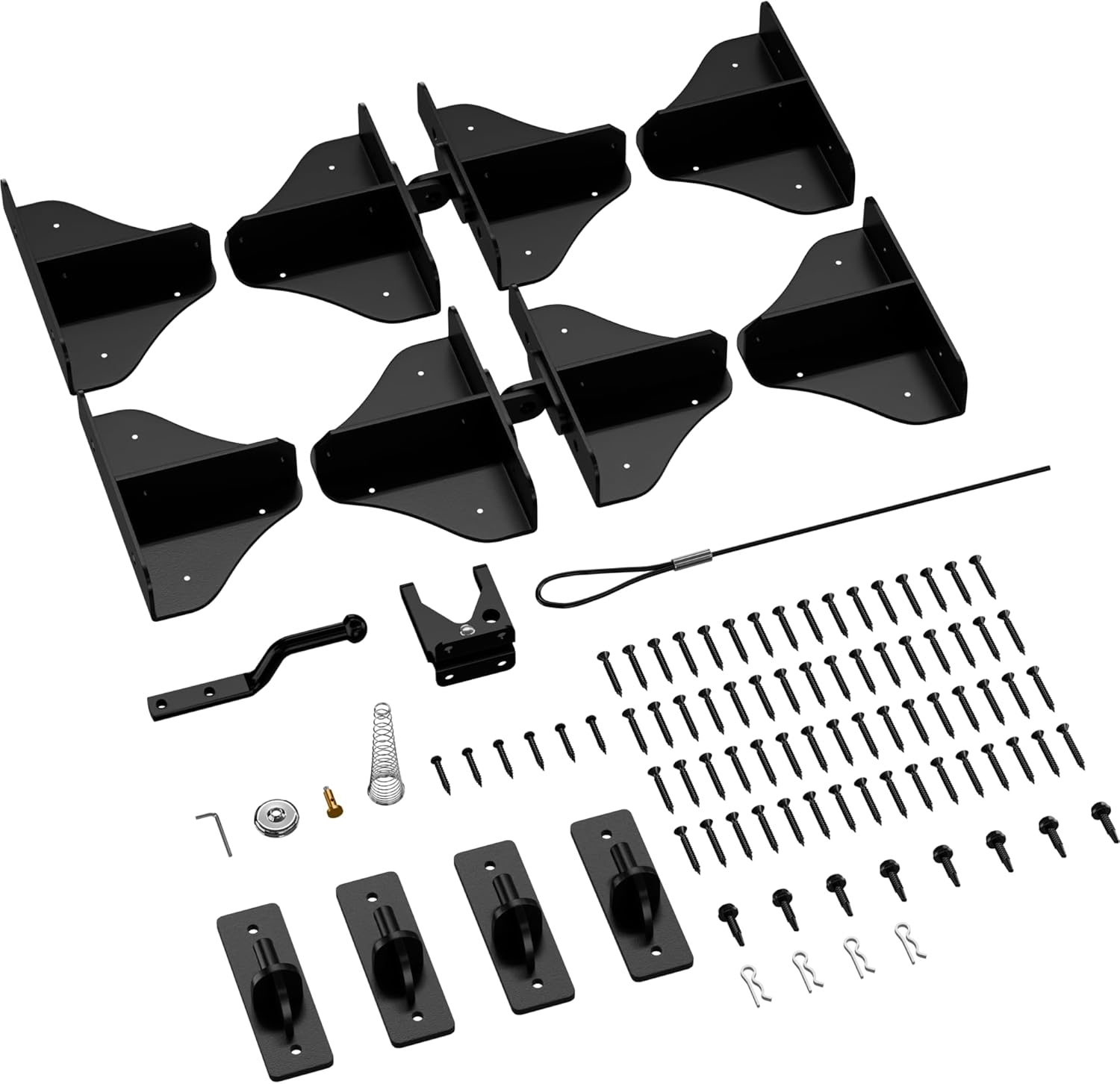 Anti Sag Fence Door Frame Kit Double Door Kit Heavy Duty 90 Degree Right Angle Hinges with Self-Locking Gate Latch & Corner Brace - for Wood Gates, Garden Fence